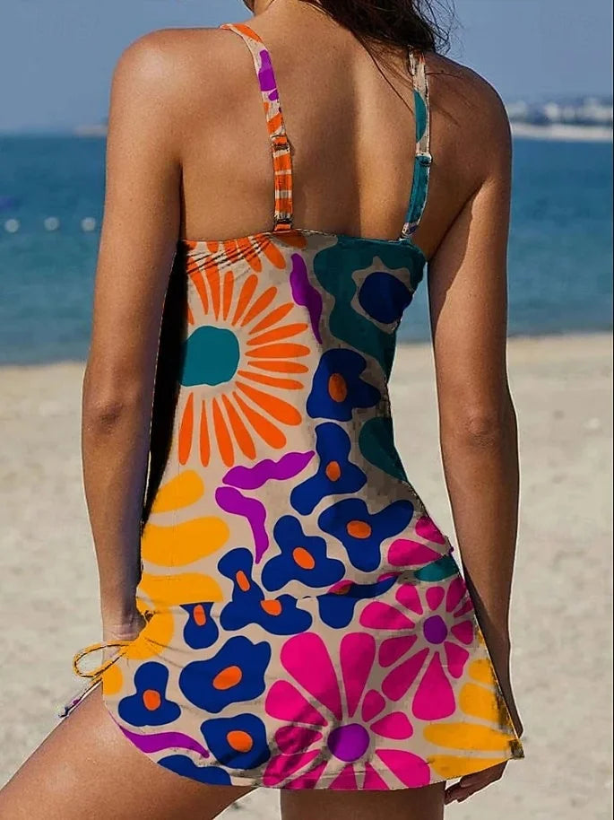 Liora | Abstract Floral Tankini Swim Set