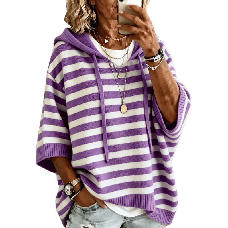 Cressina | Casual Striped Hooded Sweater