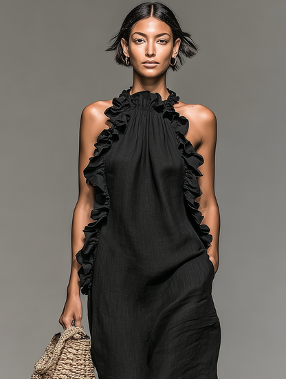 Halcyra | Flowing Sleeveless Evening Dress