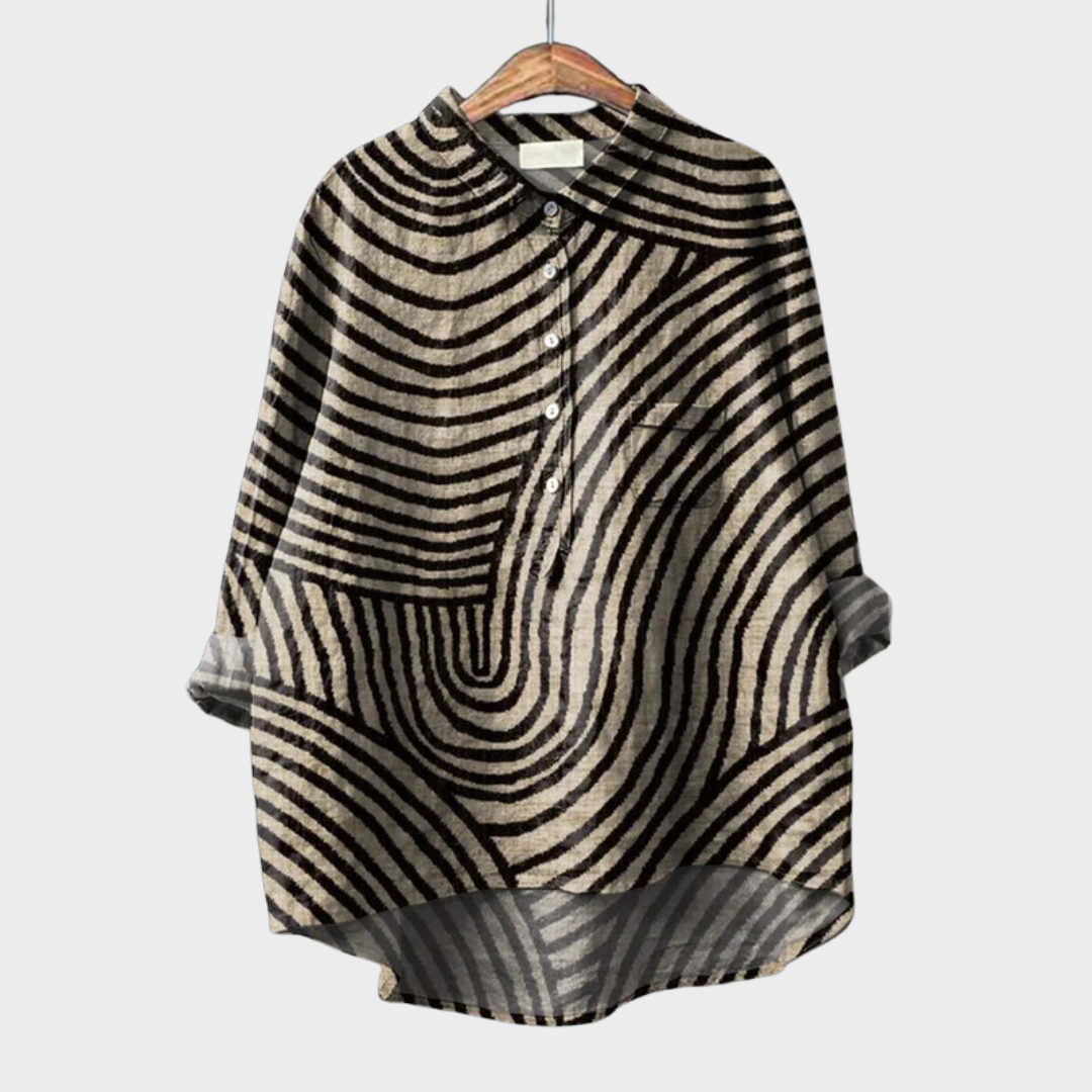 Cressida | Roll Sleeve Geometric Pattern Blouse