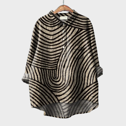 Cressida | Roll Sleeve Geometric Pattern Blouse