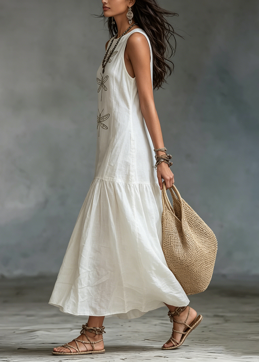 Brinora | Sleeveless Tiered Linen Dress