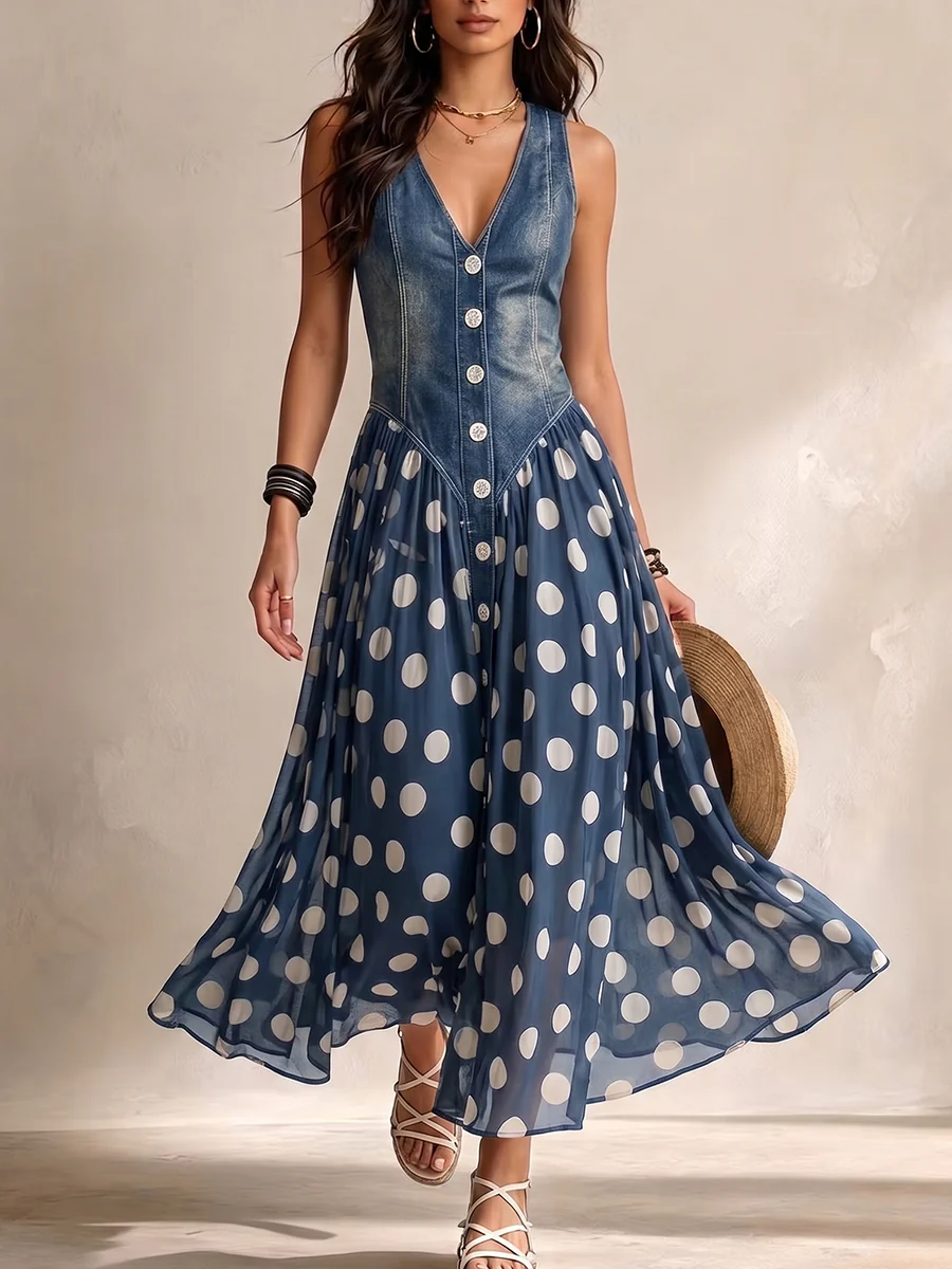 Galessia | Sleeveless Vintage Midi Dress