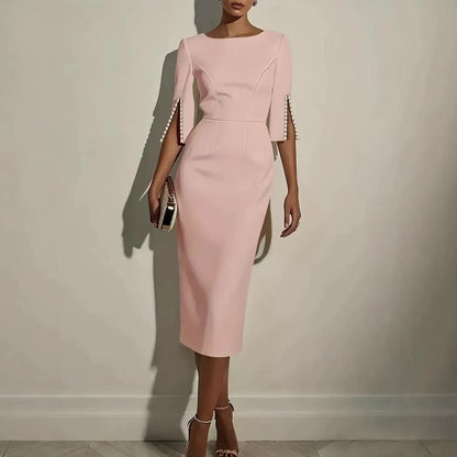 Delphira | Sophisticated Split Sleeve Midi Dress