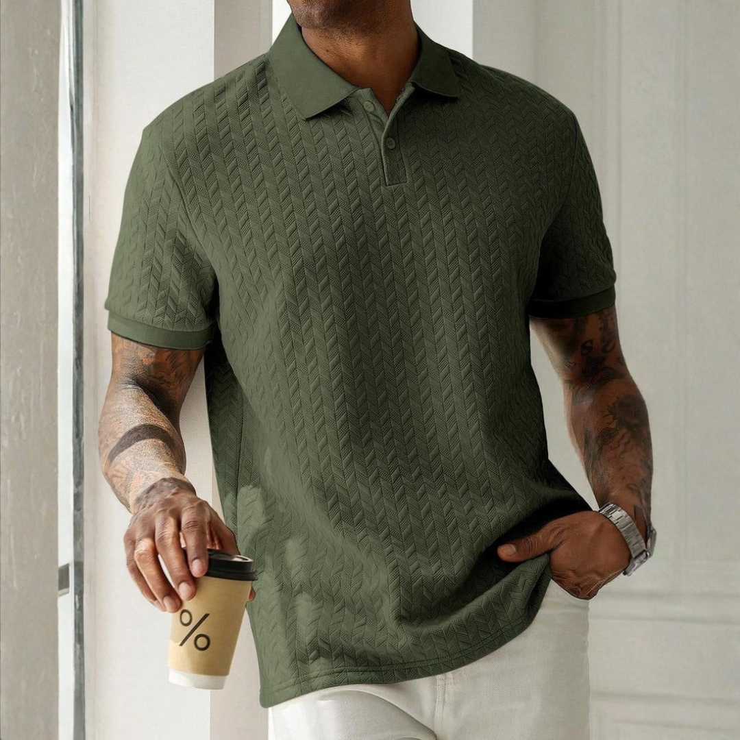 Selwyn | Refined Jacquard Knit Polo Shirt