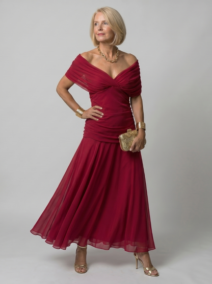 Jessalyn | Gathered Waist Flowing Midi Dress