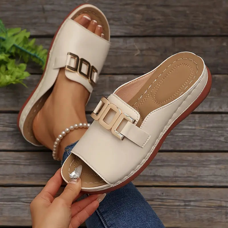 Zarevyn | Metal Accent Everyday Slip On Sandals