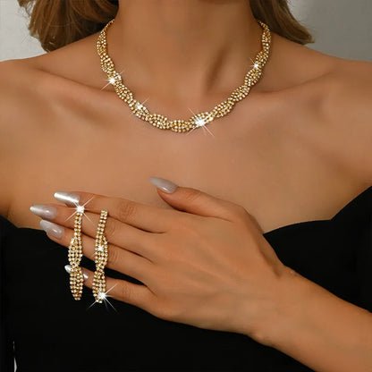Aurivelle | Sparkling Twist Jewelry Set