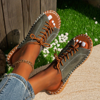 Damarie | Lace Up Canvas Comfort Sandals