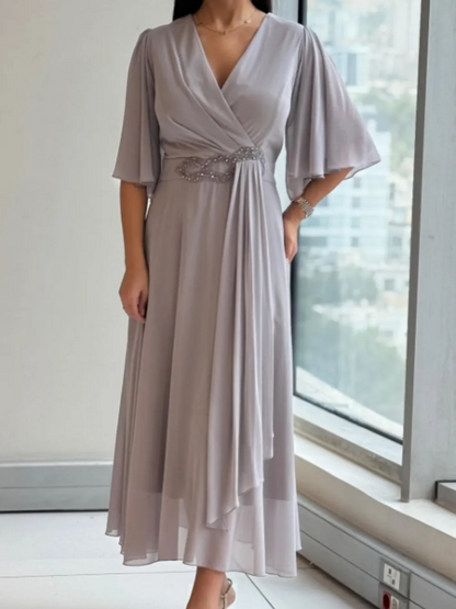 Honoria | Flutter Sleeve Formal Maxi Dress