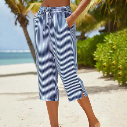 Avenleigh | Striped Drawstring Capri Trousers