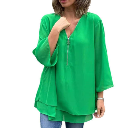 Delavine | Relaxed Zip Neck Blouse