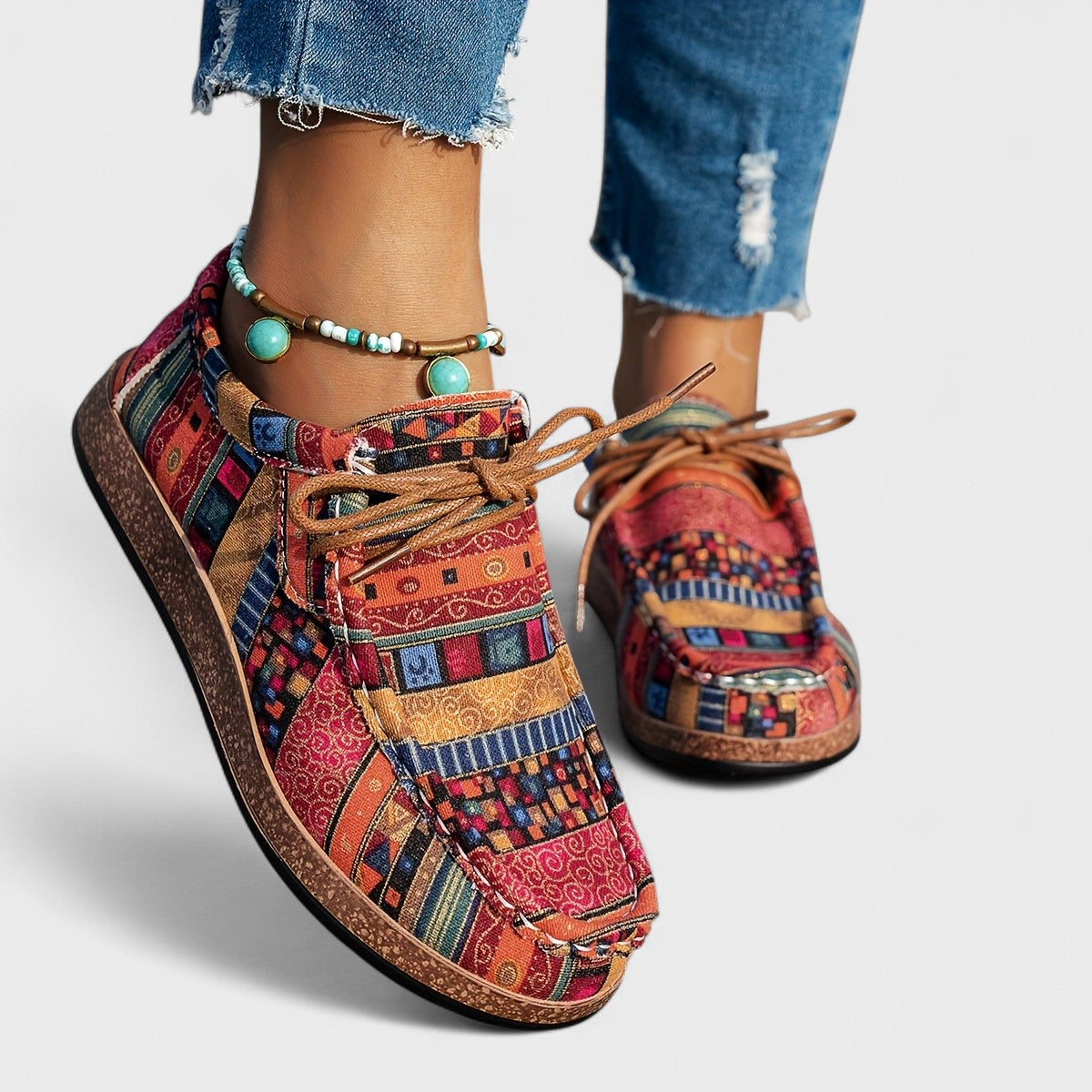 Alverna | Artistic Patchwork Lace Up Shoes