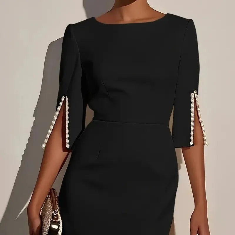 Delphira | Sophisticated Split Sleeve Midi Dress