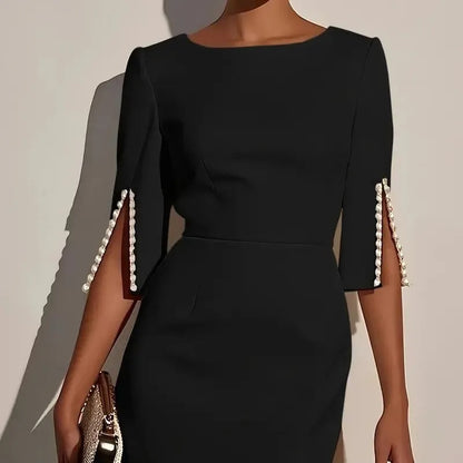 Delphira | Sophisticated Split Sleeve Midi Dress