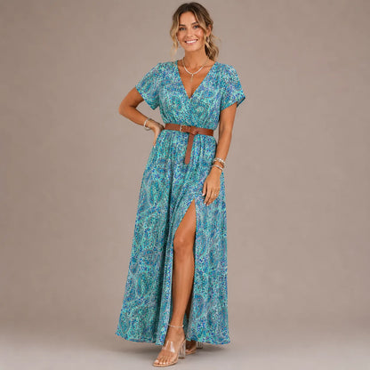 Paisleigh | Belted Paisley Maxi Dress