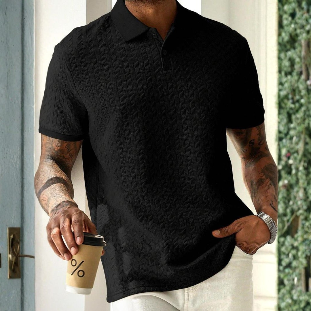 Selwyn | Refined Jacquard Knit Polo Shirt