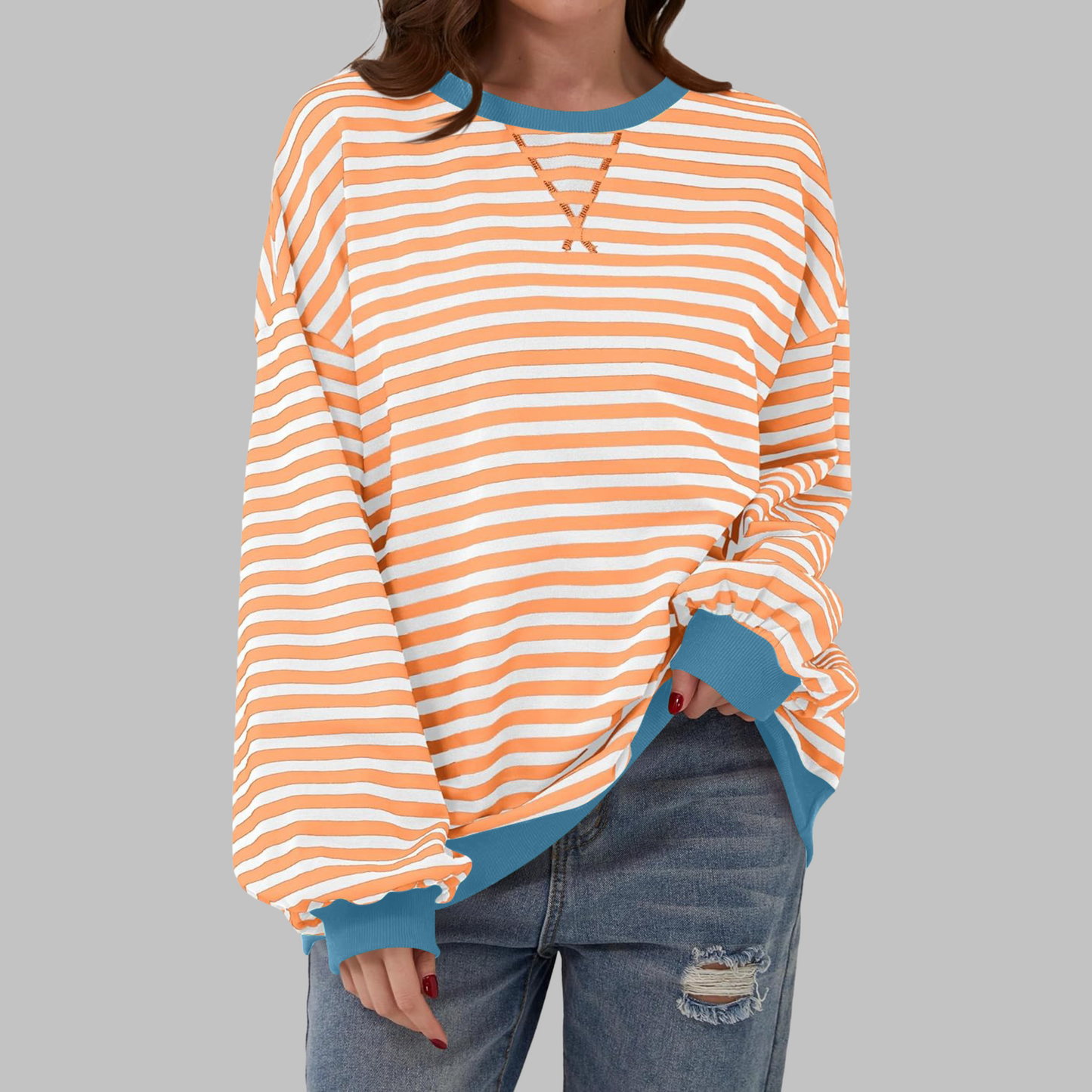 Xylina | Soft Touch Striped Crewneck