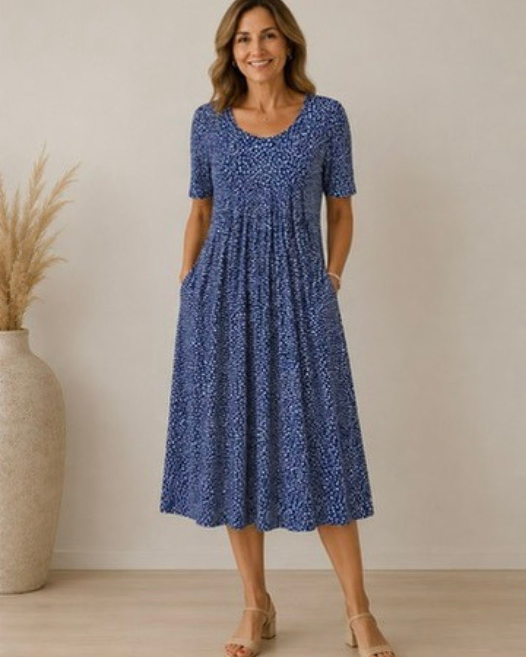 Delavie | Bloom Print Pocket Midi Dress