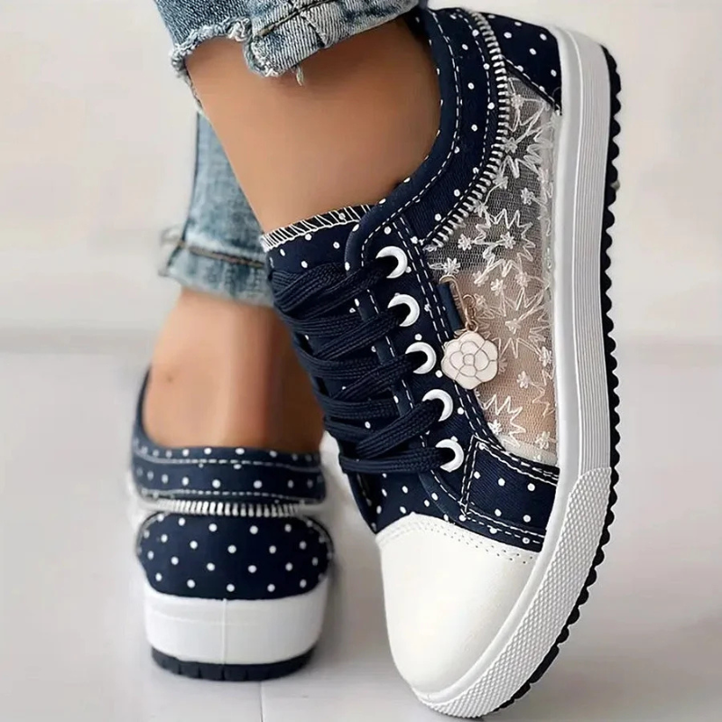Lila | Floral Mesh Lace Up Sneakers