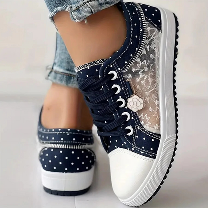 Lila | Floral Mesh Lace Up Sneakers