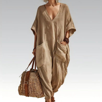 Damaris | Oversized V Neck Lounge Jumpsuit
