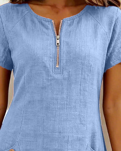 Rosina | Zip Neck Pocket Mini Dress