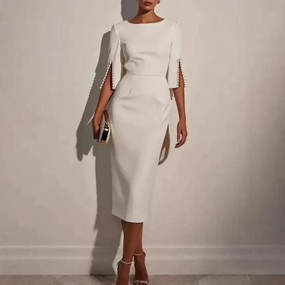 Delphira | Sophisticated Split Sleeve Midi Dress