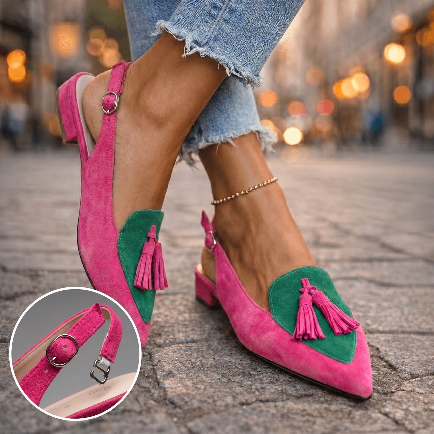 Elaria | Contrast Panel Slingback Heels