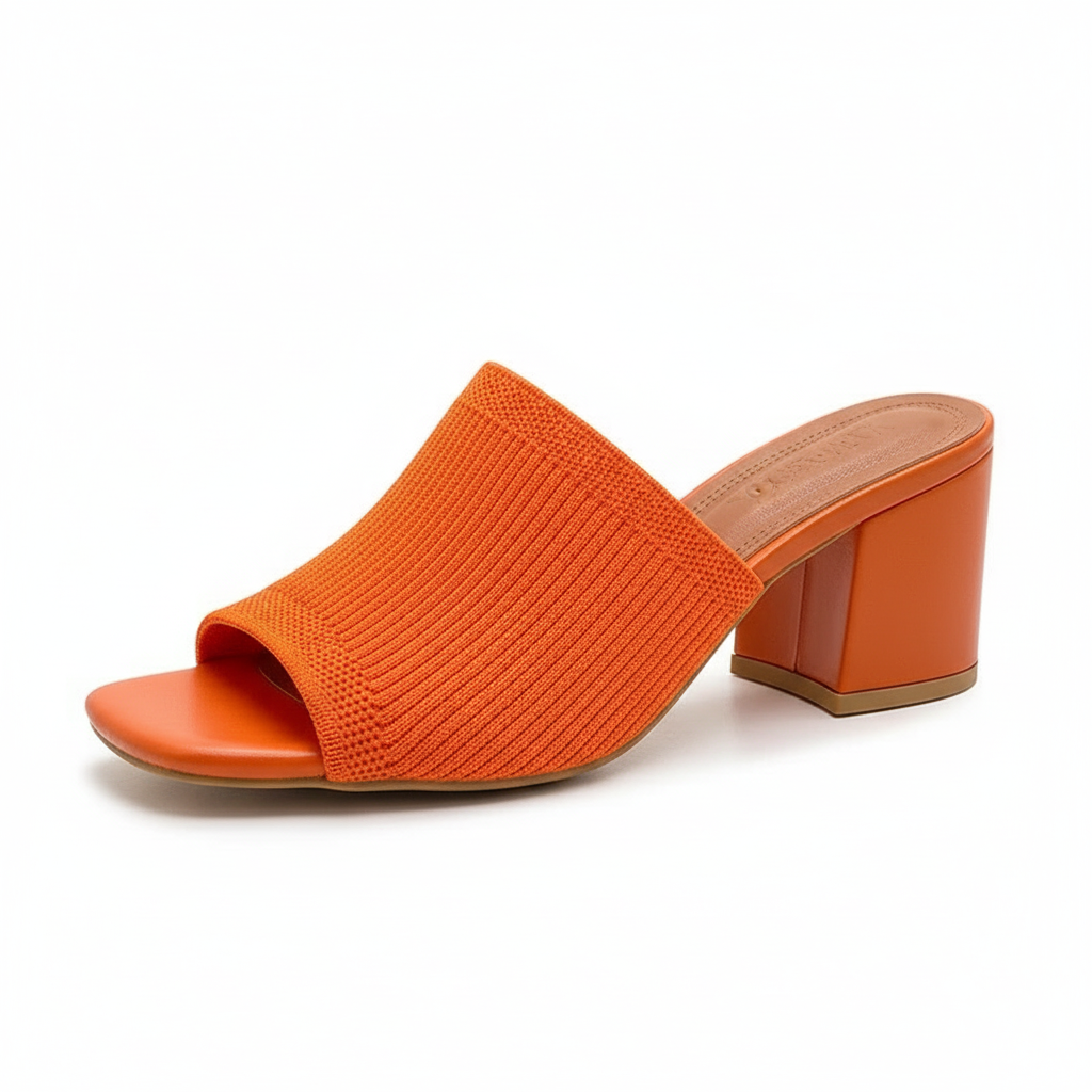 Solviera | Textured Block Heel Slide Sandals