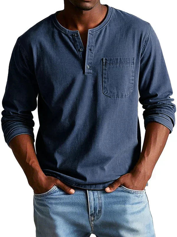 Garrett | Casual Button Neck Henley Shirt