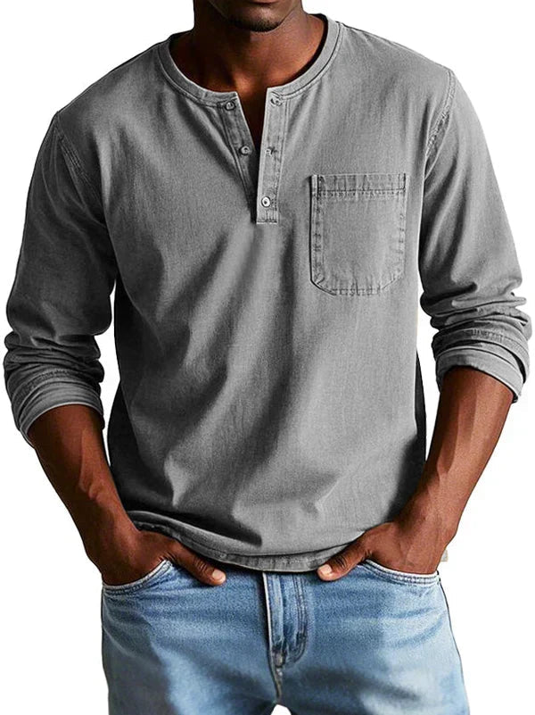 Garrett | Casual Button Neck Henley Shirt