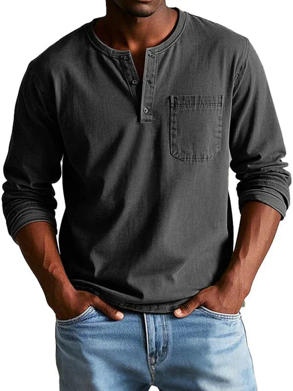 Garrett | Casual Button Neck Henley Shirt