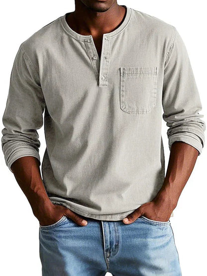 Garrett | Casual Button Neck Henley Shirt