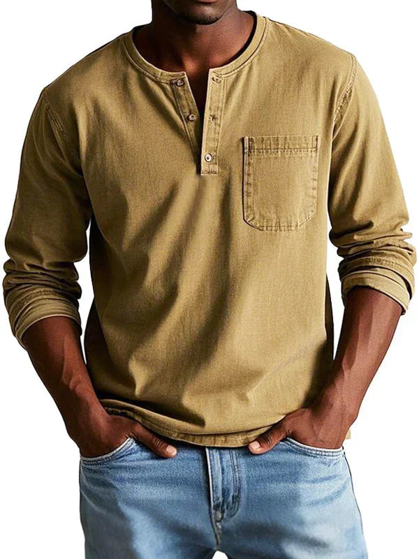 Garrett | Casual Button Neck Henley Shirt