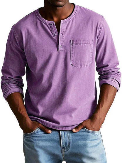 Garrett | Casual Button Neck Henley Shirt