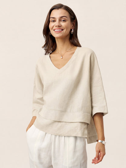 Rhoswen | Relaxed Layered Linen Top