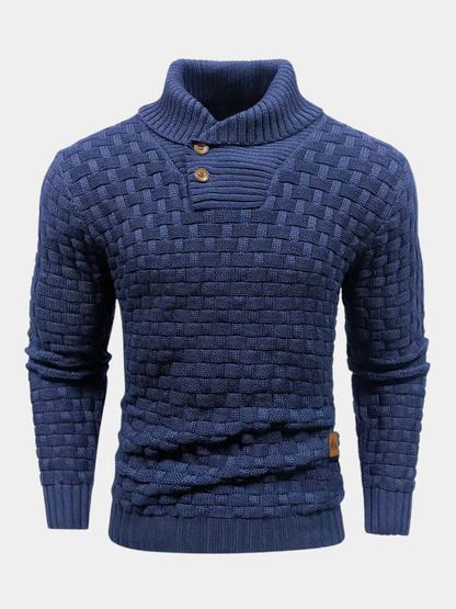Stellan | Woven Knit Shawl Collar Sweater
