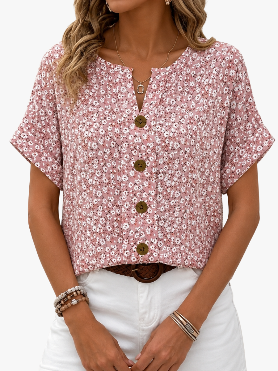 Tamsin | Relaxed Fit Printed Button Blouse