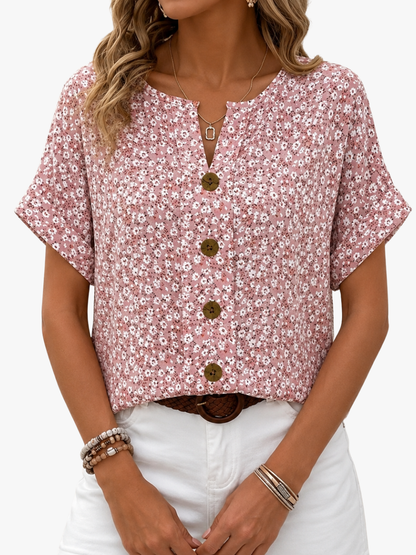 Tamsin | Relaxed Fit Printed Button Blouse