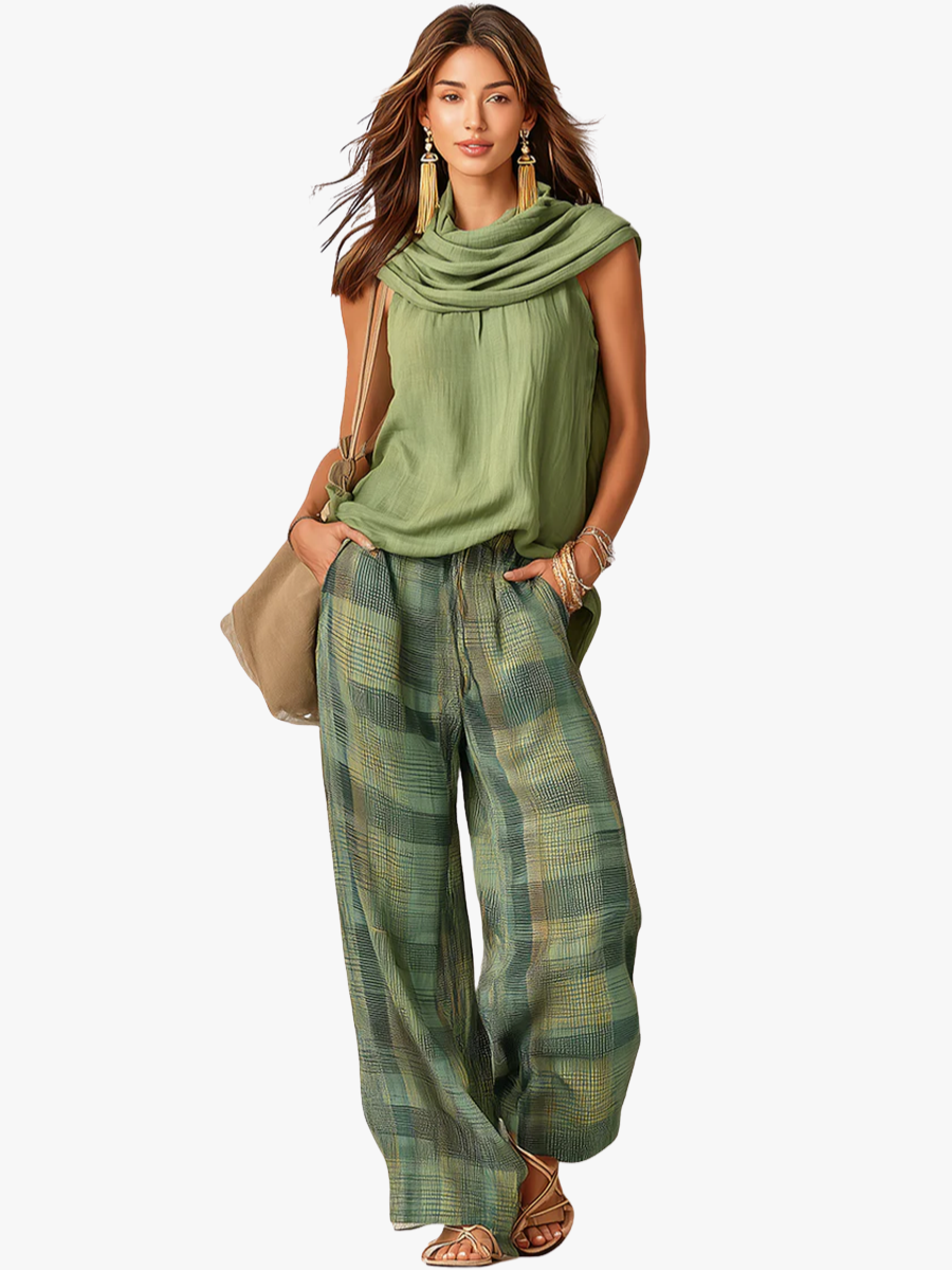 Demeria | Breezy Scarf Neck Two Piece Set