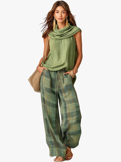 Demeria | Breezy Scarf Neck Two Piece Set