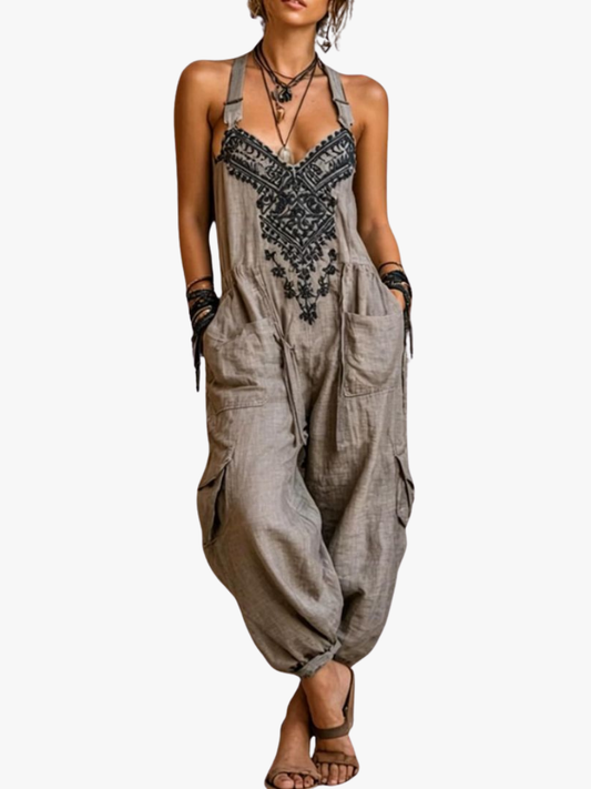 Cyrene | Relaxed Embroidered Harem Jumpsuit