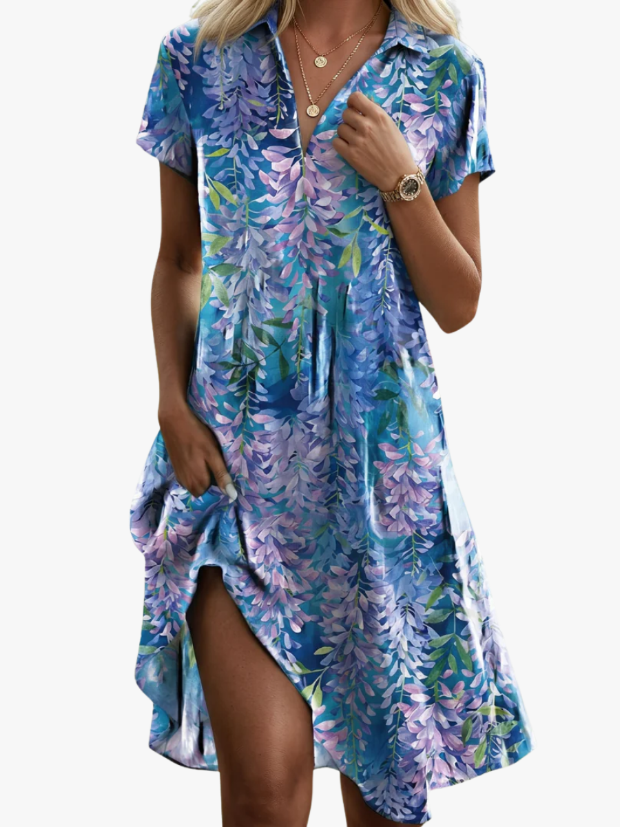 Delaine | Bohemian Print Pocket Midi Dress