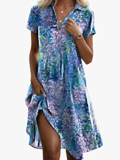 Delaine | Bohemian Print Pocket Midi Dress
