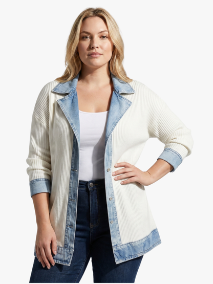Juliette | Button Front Denim Knit Cardigan
