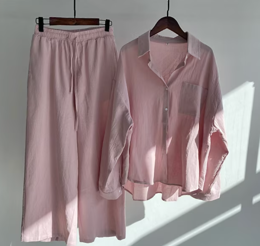 Solenne | Relaxed Shirt and Wide Leg Trouser Set