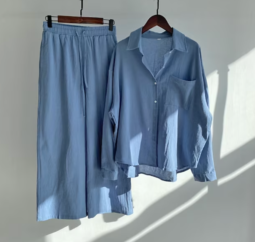 Solenne | Relaxed Shirt and Wide Leg Trouser Set