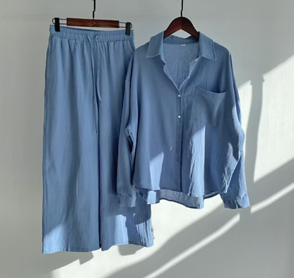 Solenne | Relaxed Shirt and Wide Leg Trouser Set