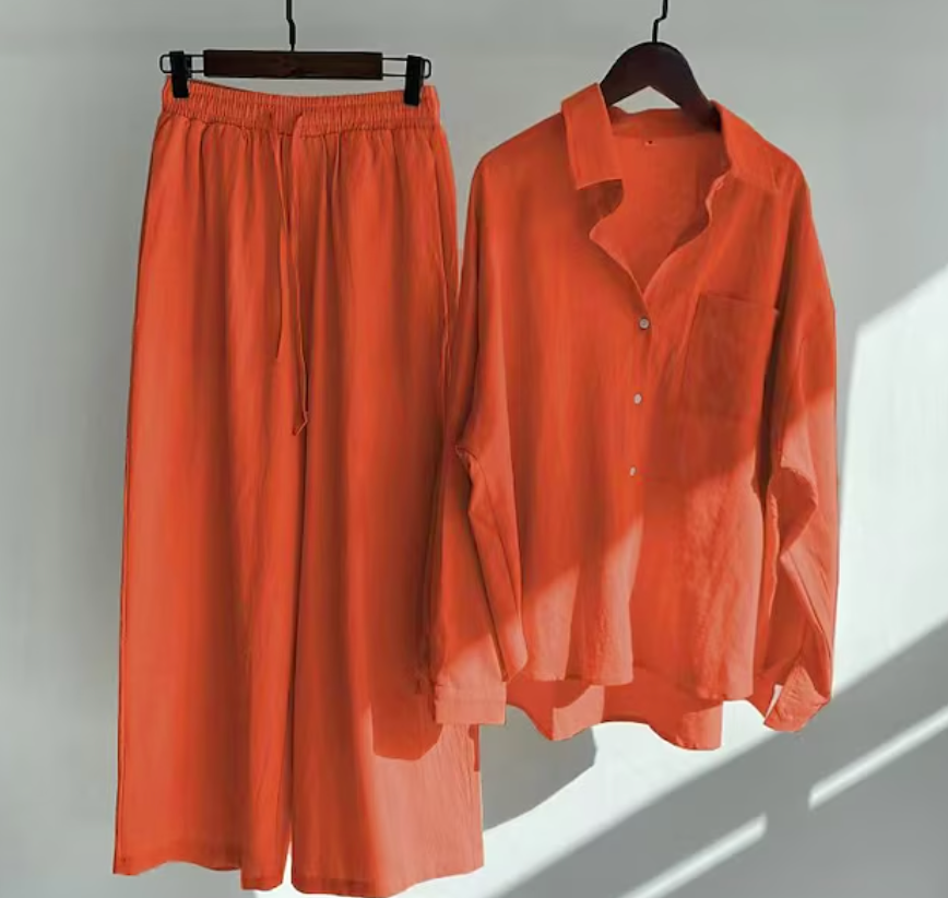 Solenne | Relaxed Shirt and Wide Leg Trouser Set